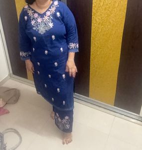 Blue Embroidered Kurta