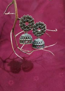 Oxidized Silver Square Earrings