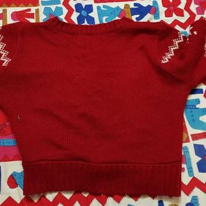 Red Reindeer Cropped Sweater