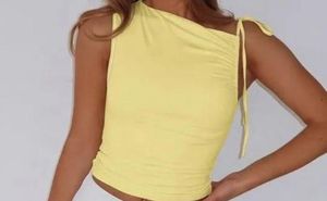 Chic Yellow One-Shoulder Top