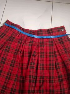 Red Plaid Pleated Skirt, uniform skirt