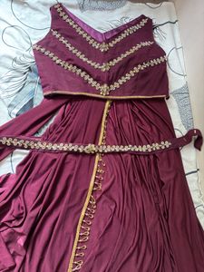Maroon Colour Ready To Wear Saree wth Belt