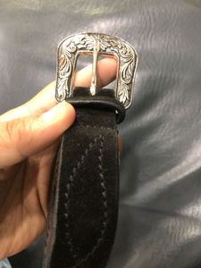 Genuine Leather Oxidized Metallic Buckle Belt
