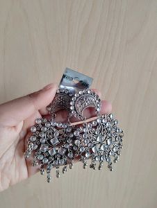 Statement Silver Oxidized Earrings