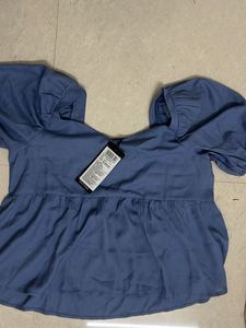 Blue Puff Sleeve Top - New with Tags