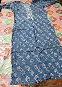 Blue Printed Kurta- Pant Set