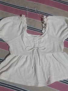 brand new White Ruffle Detail Top