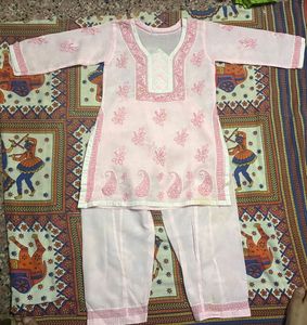 Light Pink Chikankari Cotton Suit Soft Set Elegant