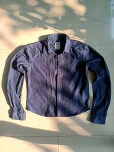 Stylish Navy Blue Long Sleeve Boxy Shirt
