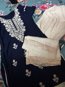 Navy Embroidered Kurti