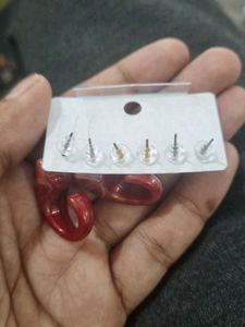 Red triple Earrings Set