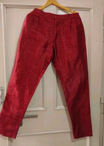 Gold Sleeveless Jacket With Rad Kurta &amp; Pajama