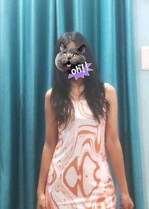 Orange Marble Print Cami Dress