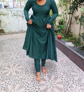 Elegant Green gown with churidar