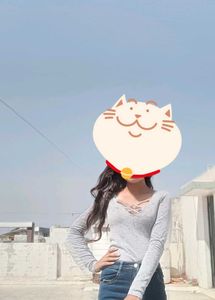 Gray Long Sleeve Criss Cross Top