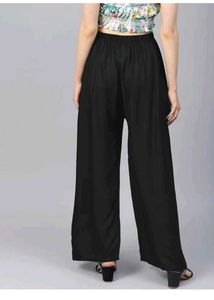 Women Regular Fit Black Viscose Royon Trousers