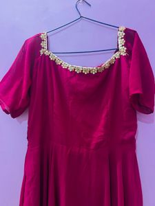 Maroon Embellished Anarkali Sets