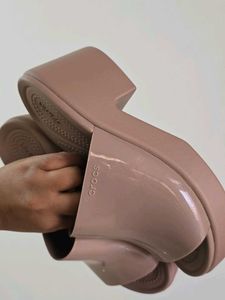 CROCS Nude Brooklyn Block Heel Sandals