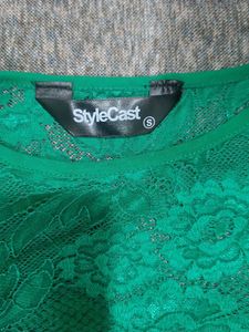 Stylecast Green Lace Long Sleeve Top