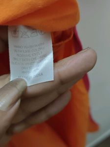 🍊 BitterLime Orange Embroidered Kurta – Size L 🍊