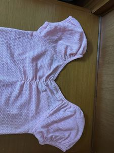 Pink Puff Sleeve Crop Top