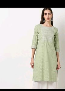 Printed Straight Kurta With Embroided Yoke