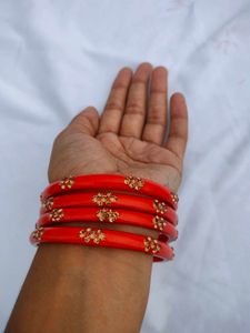 Beautiful Orange Colour Bangles Set Of 4