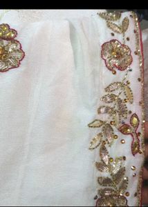 Gota Patti White Saree