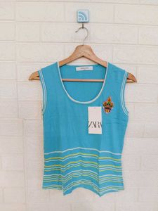 Blue Knit Tank Top
