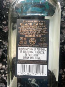 Empty Bottle Of Johnnie Walker BLACK LABEL