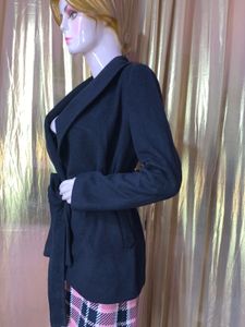 Elegant Black Belted Coat 2dec6