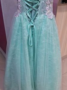 Elegant Aqua Embellished Gown