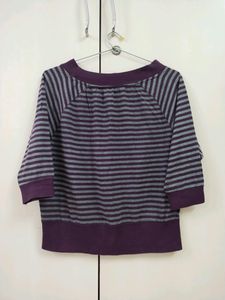 Smart Purple Grey Top Cum Offshoulder Top
