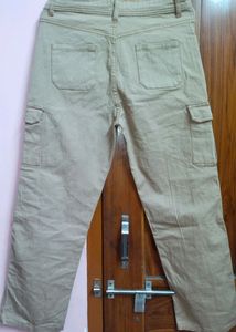 Beige Colour Cargo Jeans For Womens