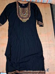 Embroidered Black Kurta