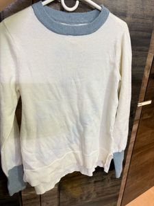 White & Blue Trim Sweater