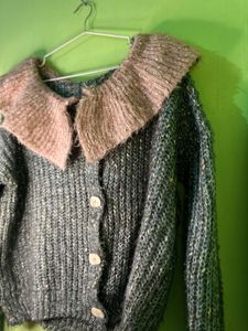 Golden and Green Colour Sweater For Girls