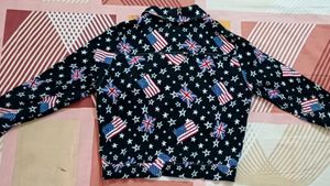 Black Printed Jacket For 10 To 12 Year Girl