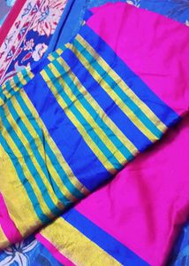 Elegant Pink &amp; Blue Saree