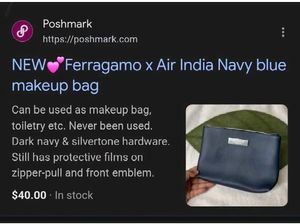 FERRAGAMO Navy Blue Pouch