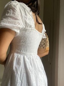 White Eyelet Mini Dress
