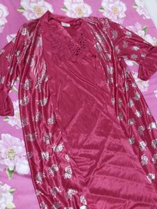 Coat Tie Type Nighty Gown Large Size