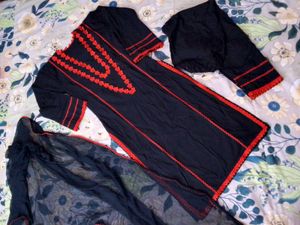 Pakistani Black &amp; Red Kurta Set