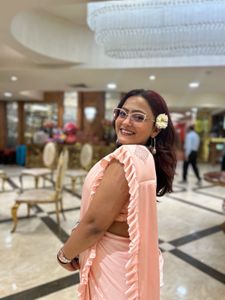 Ready To Wear Peach Ruffle Saree