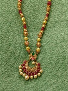 Handmade Gold Beads And Pearls Necklace