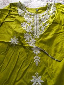 Lime Green Embroidered Kurta