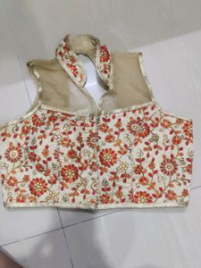 Padded Blouse Golden Colour With Embroidery
