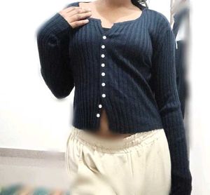 Stylish Black Cardigan Sweater