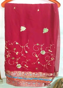 Maroon Embroidered Saree