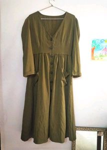 Olive Green Button-Down Dress
